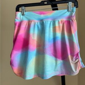 Pink and Blue Ruched Skater Mini Skort